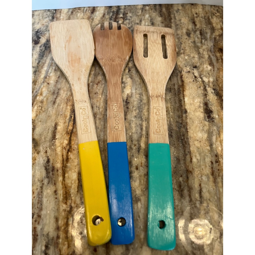 Cook & Co Bamboo Cooking Utensils Set Kitchen Tools Spatula Slotted Spoon
